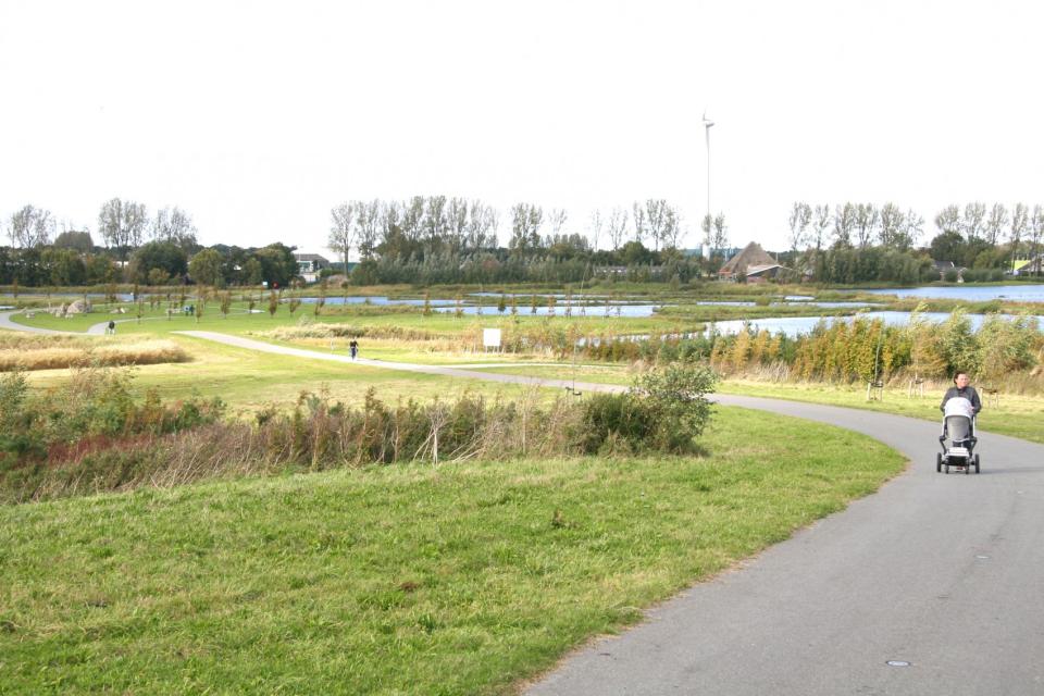 fietspad met fietser door het park van luna